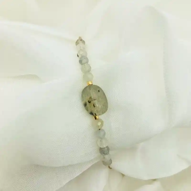 Pulsera Dorada Con Piedra Labradorita