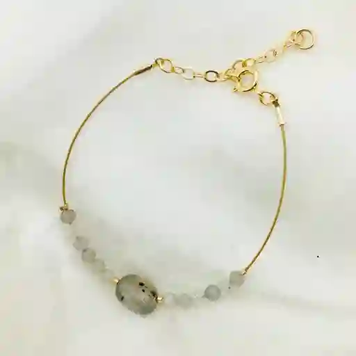 Pulsera Dorada Con Piedra Labradorita