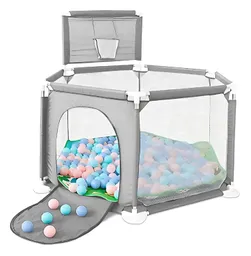 Corral Corralito Juego Bebe Niños Mat Alfombra Piscina Gris