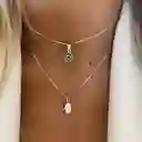 Cadena Doble Mano Hamsa - Ojo Turco Plateada