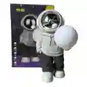 Lampara Y Parlante Bluetooth De Astronauta Luz Luna Gris Blanco