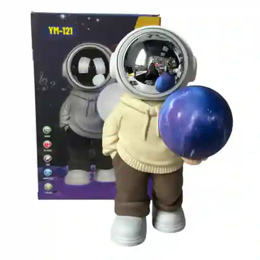 Lampara Y Parlante Bluetooth De Astronauta Luz Luna Beige Colores