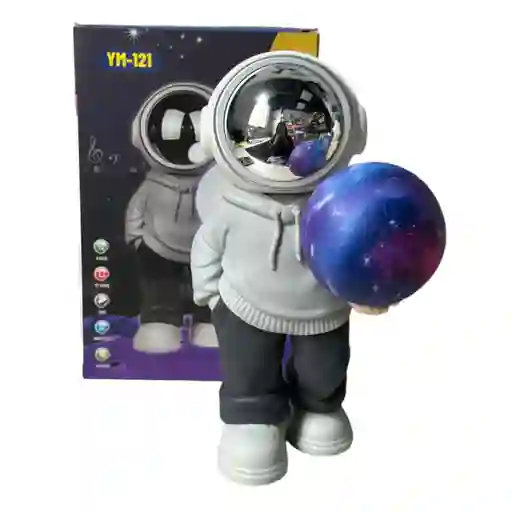 Lampara Y Parlante Bluetooth De Astronauta Luz Luna Gris Colores