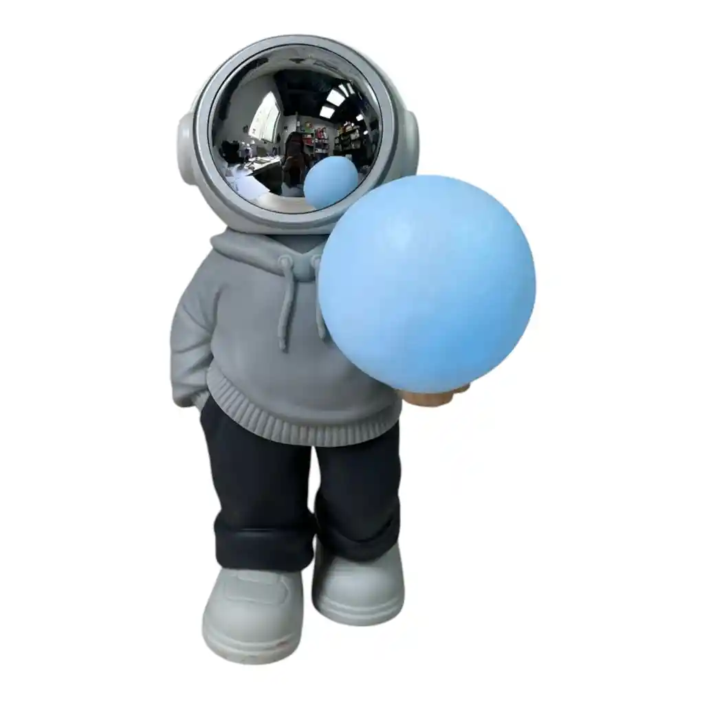 Lampara Y Parlante Bluetooth De Astronauta Luz Luna Gris Blanco