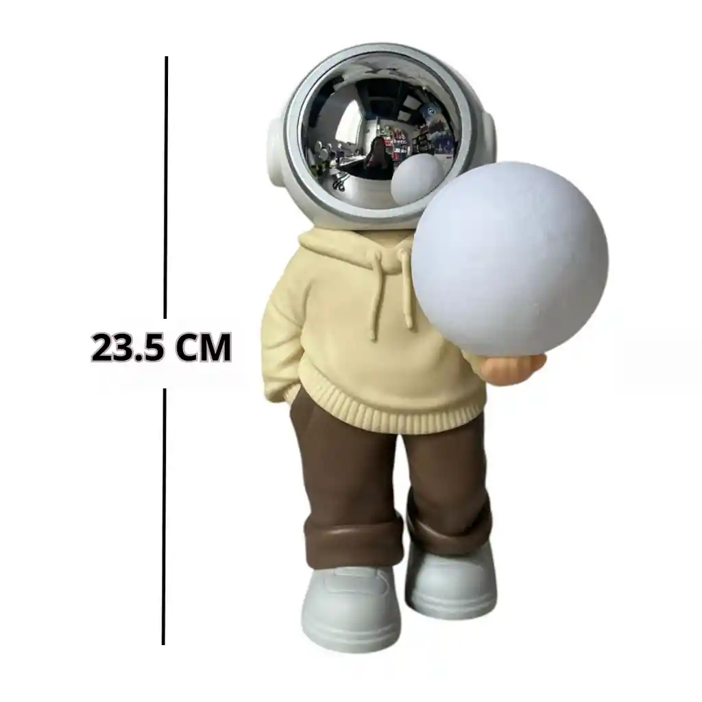 Lampara Y Parlante Bluetooth De Astronauta Luz Luna Beige Blanco
