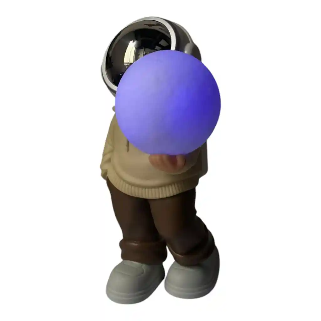 Lampara Y Parlante Bluetooth De Astronauta Luz Luna Beige Blanco