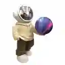 Lampara Y Parlante Bluetooth De Astronauta Luz Luna Beige Colores