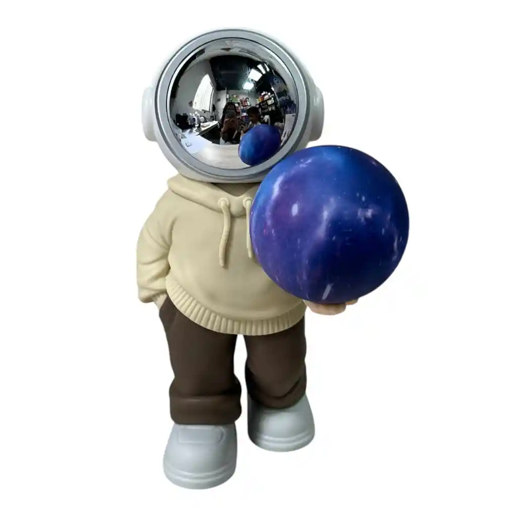 Lampara Y Parlante Bluetooth De Astronauta Luz Luna Beige Colores