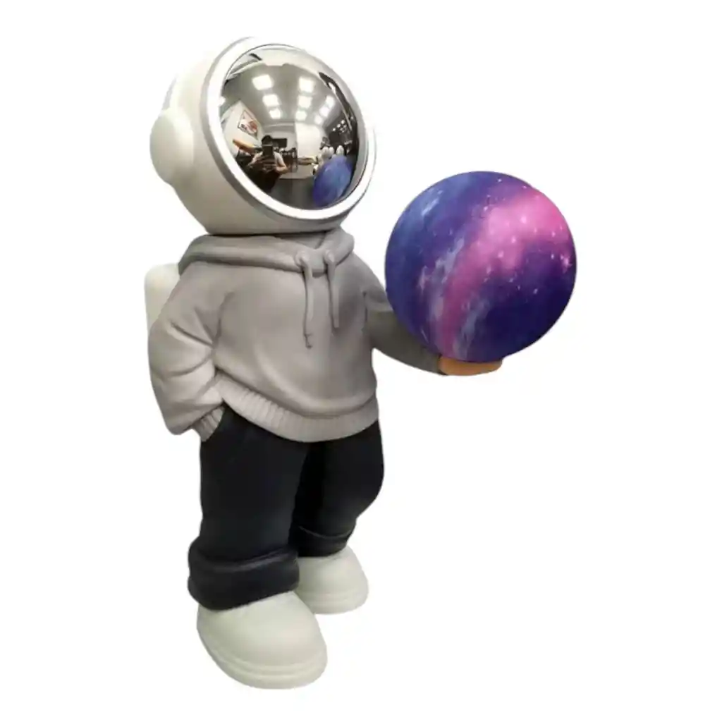 Lampara Y Parlante Bluetooth De Astronauta Luz Luna Gris Colores