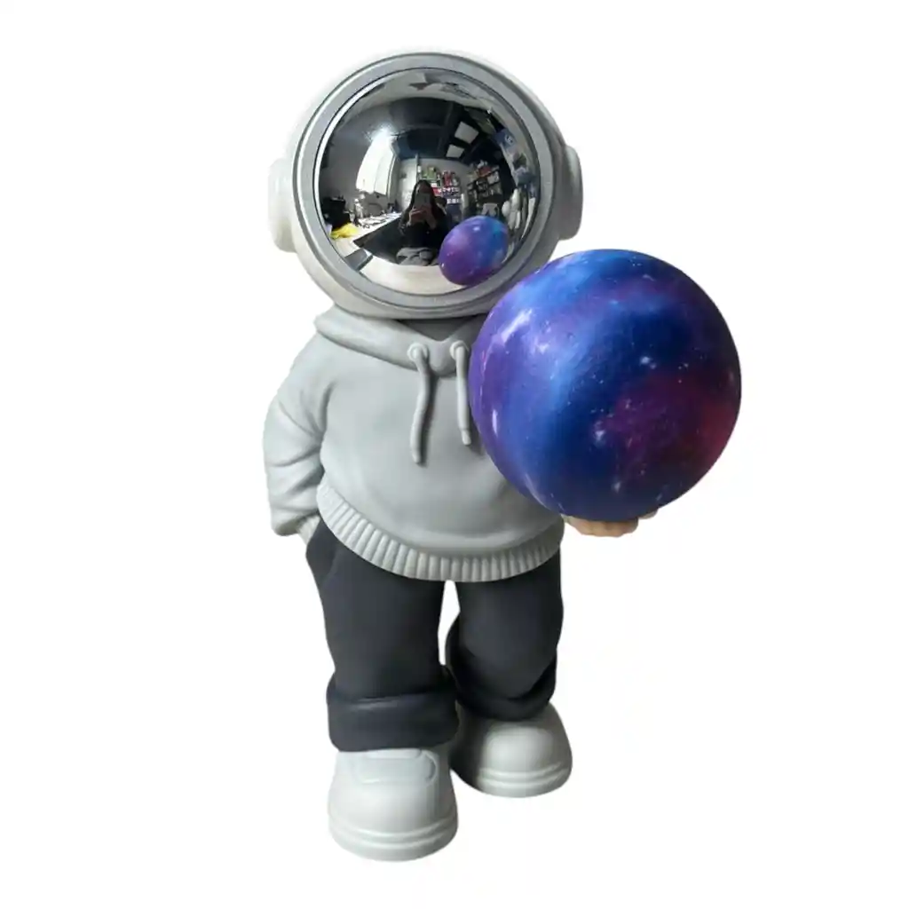 Lampara Y Parlante Bluetooth De Astronauta Luz Luna Gris Colores