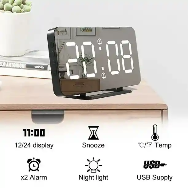 Reloj Espejo Led Digital
