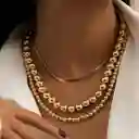 Collar Triple Balines Dorado