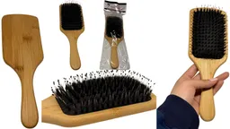 Cepillo Plano Liso Peine Cerdas Suaves Para Cabello De Bambú