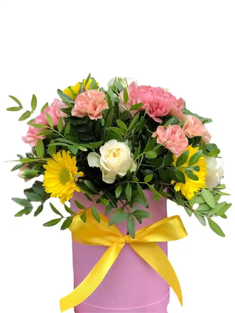 Flores Caja De Gerberas Y Claveles En Tonos Surtidos