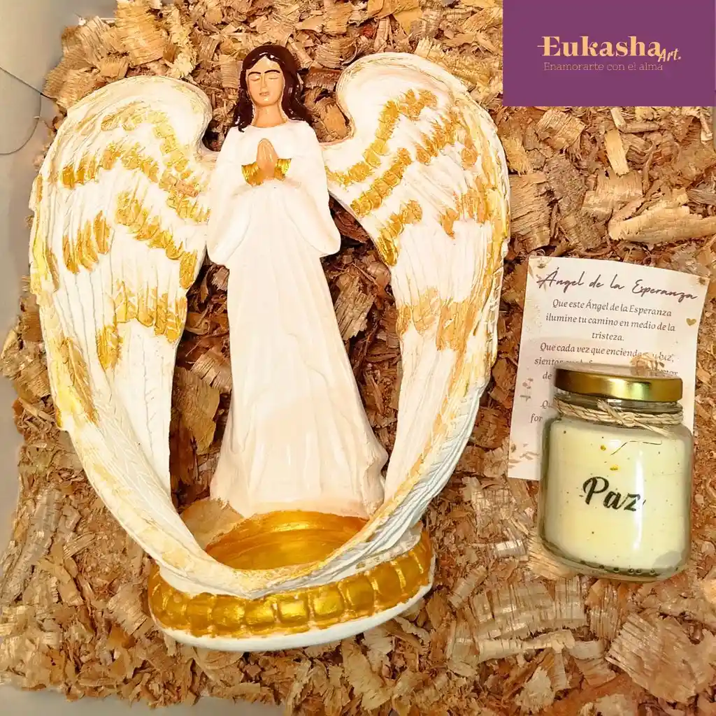 Kit Condolencia: Portavela Ángel De La Esperanza + Vela
