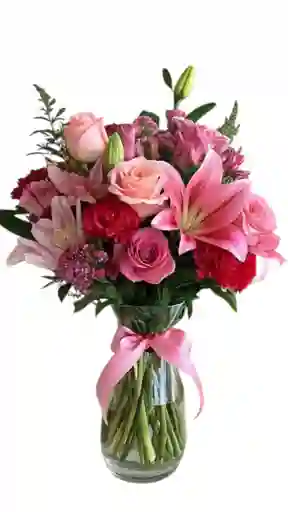 Flores En Jarrón Con Lirios, Rosas Y Claveles