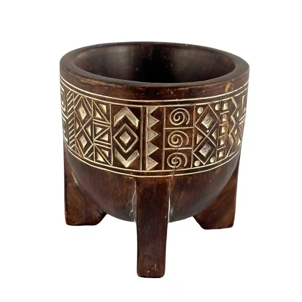 Recipiente Deco Concepts Savanna 10x10x10cm Marron Poliresina