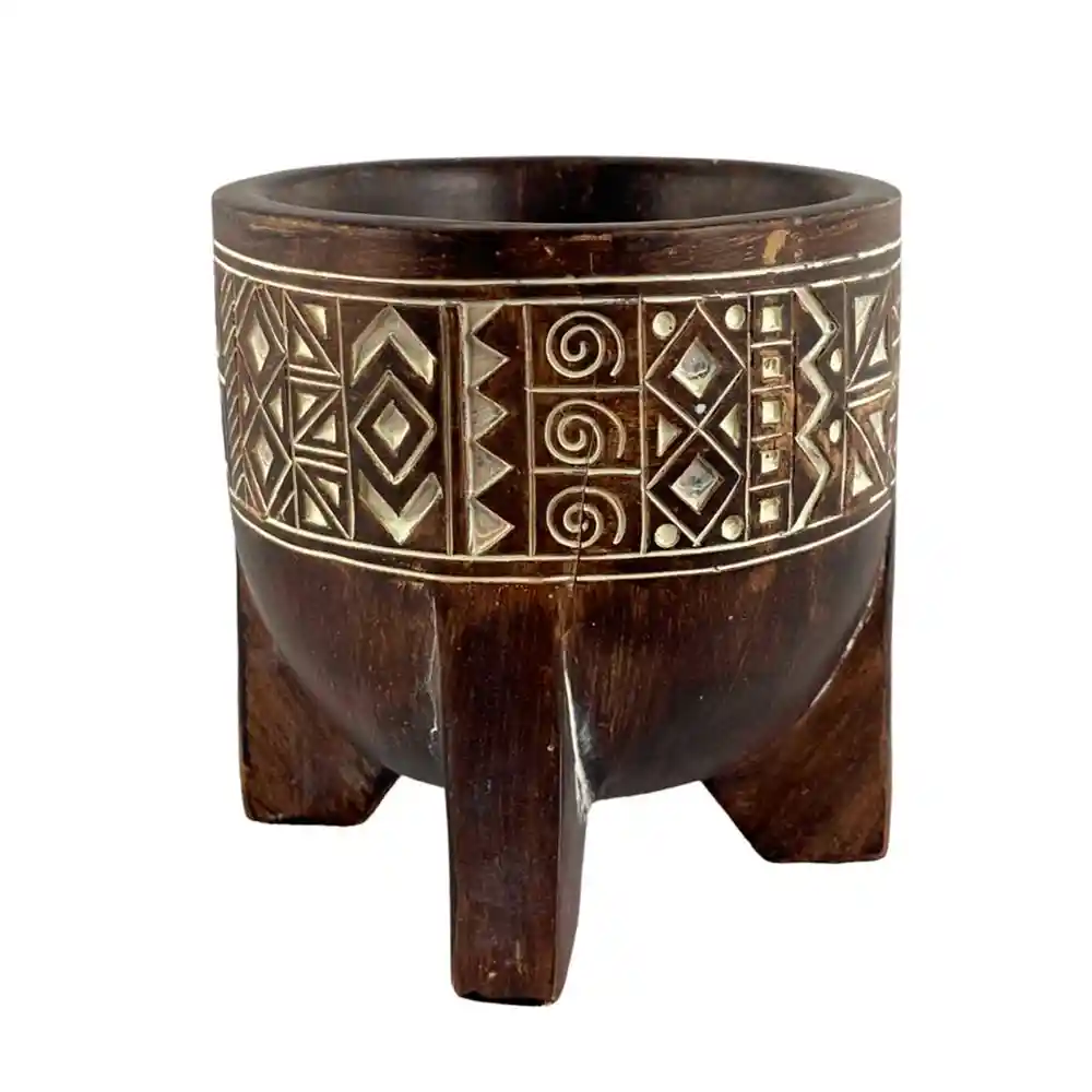 Recipiente Deco Concepts Savanna 10x10x10cm Marron Poliresina