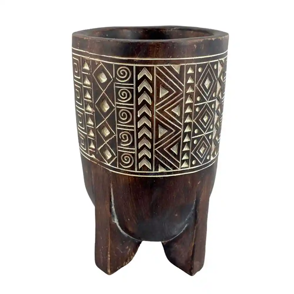 Recipiente Deco Concepts Savanna 11x17x11cm Marron Poliresina