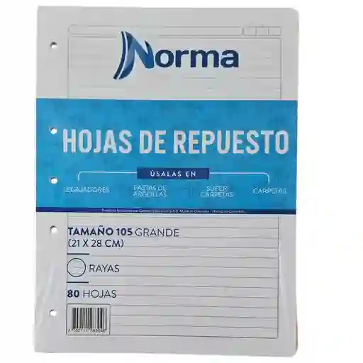 Repuesto Folder Norma Rayado X80