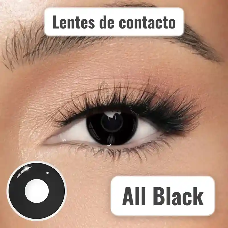 Lentes De Contacto Negros All Black Halloween