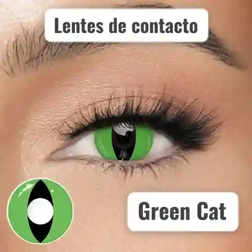 Lentes De Contacto Green Cat Halloween