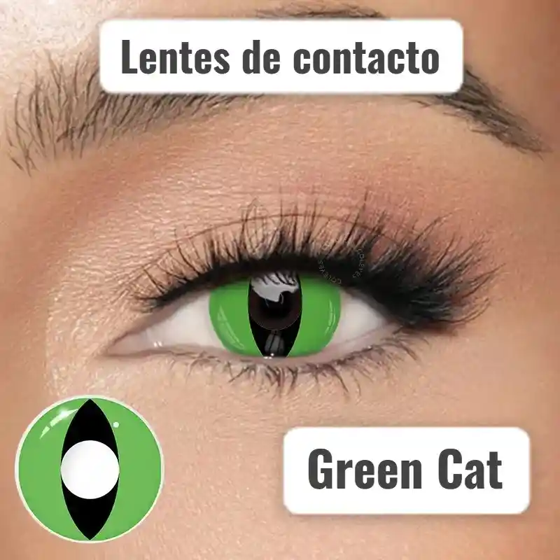 Lentes De Contacto Green Cat Halloween
