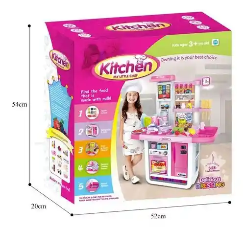 Juguete Cocina Para Niñas Con Panel Táctil, Luz, Sonido Y Agua 98 Cm