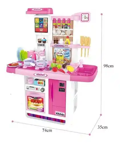 Juguete Cocina Para Niñas Con Panel Táctil, Luz, Sonido Y Agua 98 Cm