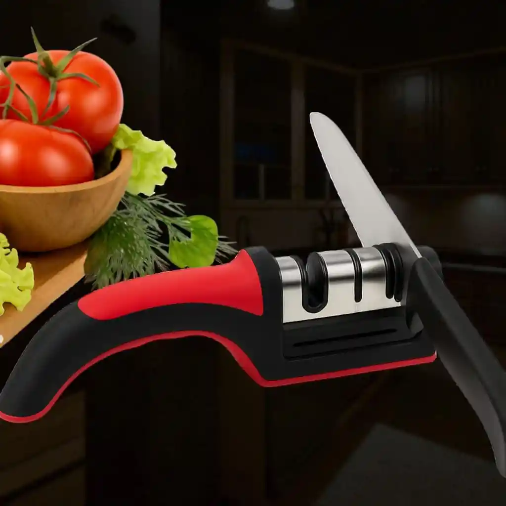 Afilador De Cuchillos Fácil De Usar Ergonómico Negro