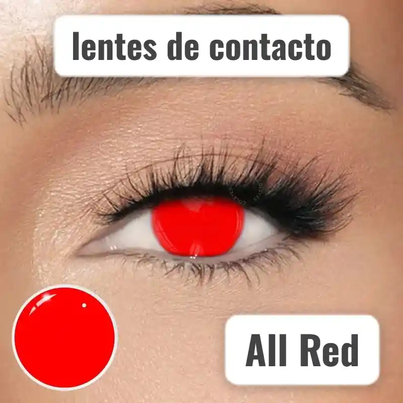 Lentes De Contacto Rojos All Red Halloween