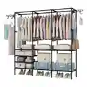 Closet Armario Estante Metálico 5 Niveles Con Perchero 3 Cuerpos