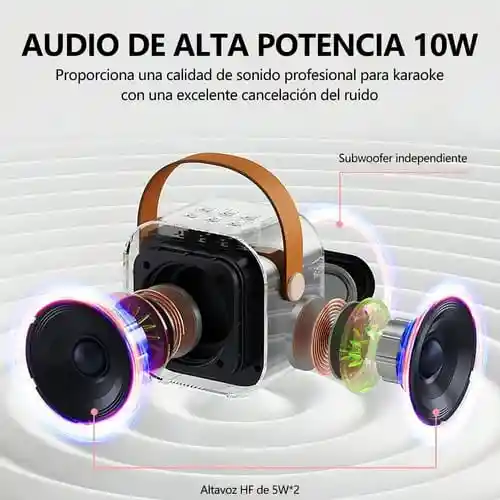 Parlante Karaoke Portátil Con Micrófono Inalámbrico, Luces Led Rgb (azul)