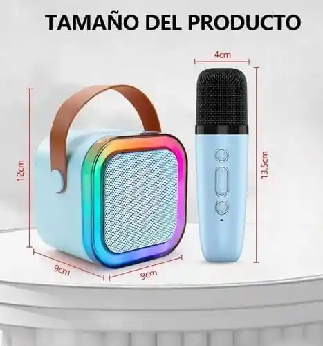 Mini Parlante Karaoke + 1 Micrófono, Regalo Ideal Para Niñas Y Adolescentes (azul)