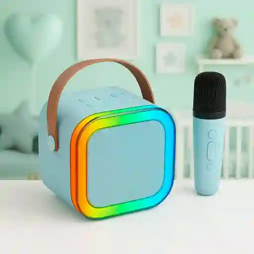 Mini Parlante Karaoke + 1 Micrófono, Regalo Ideal Para Niñas Y Adolescentes (azul)