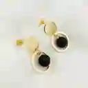 Aretes Argolla Dorados Con Obsidiana
