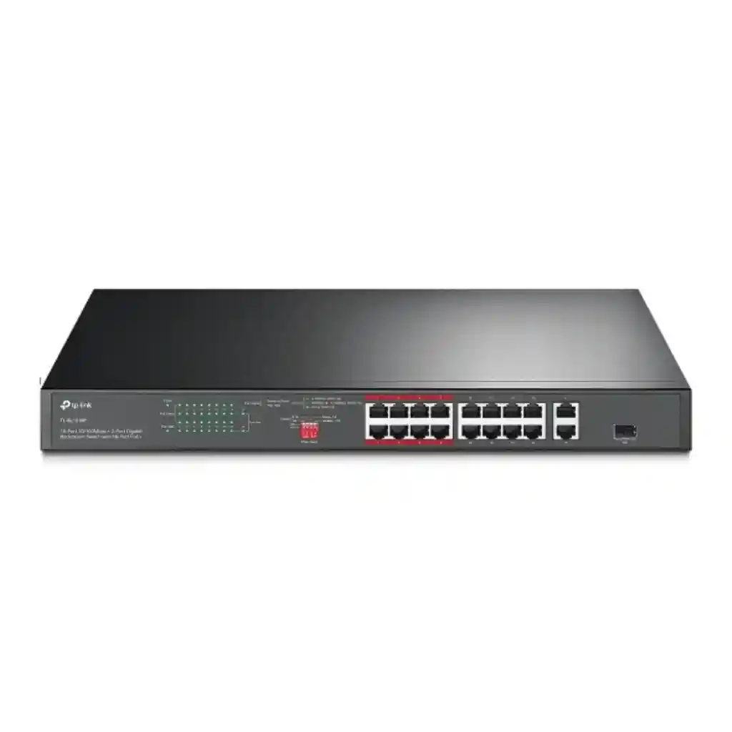 Switch Tplink Para Montaje En Rack De 16 Puertos Poe+ 10/100 Mbps + 2 Puertos Gigabit