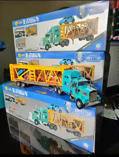 Camión Transportador De Carros Con 3 Autos Incluidos!