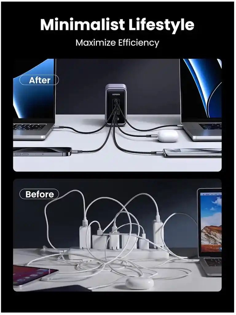 Cargador De Escritorio Ugreen 5 Puertos 4xusb-c/1xusb-a 300w