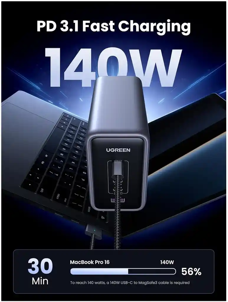 Cargador De Escritorio Ugreen 5 Puertos 4xusb-c/1xusb-a 300w