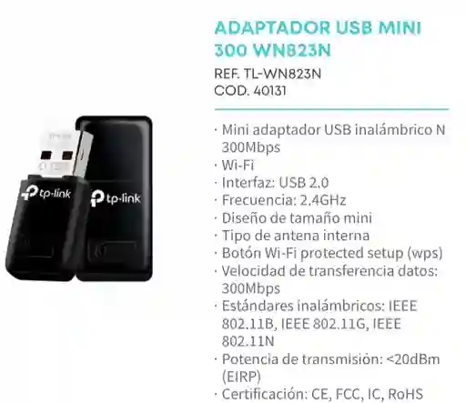 Tarjeta De Red Tp.-link Usb Mini 300