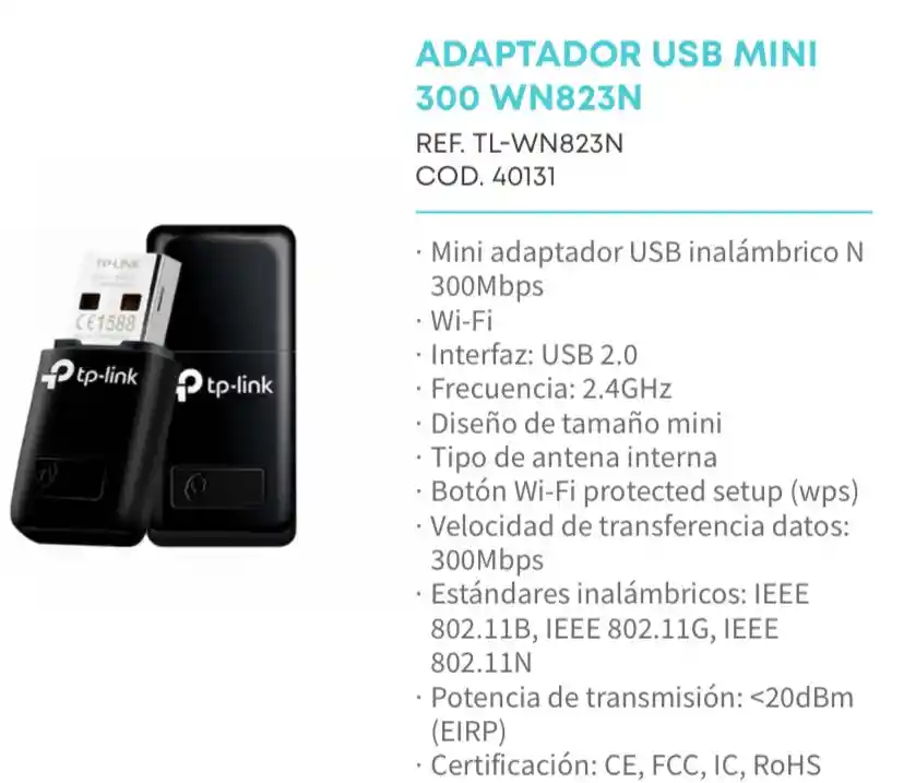 Tarjeta De Red Tp.-link Usb Mini 300