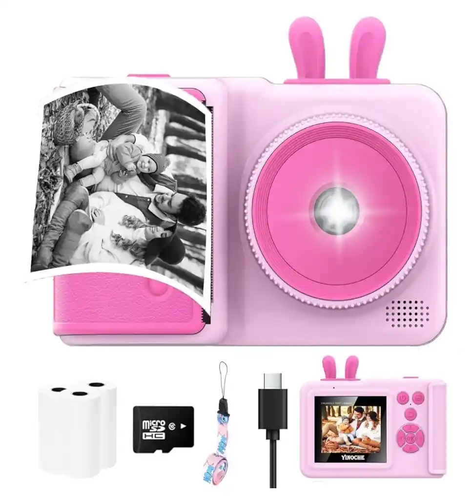 Camara Para Niñas En Color Rosado Con Impresora Instantanea, Captura Tus Mejores Momentos