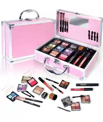 Kit De Maquillaje Estilo Maleta Para Niñas Rosado 20 Piezas