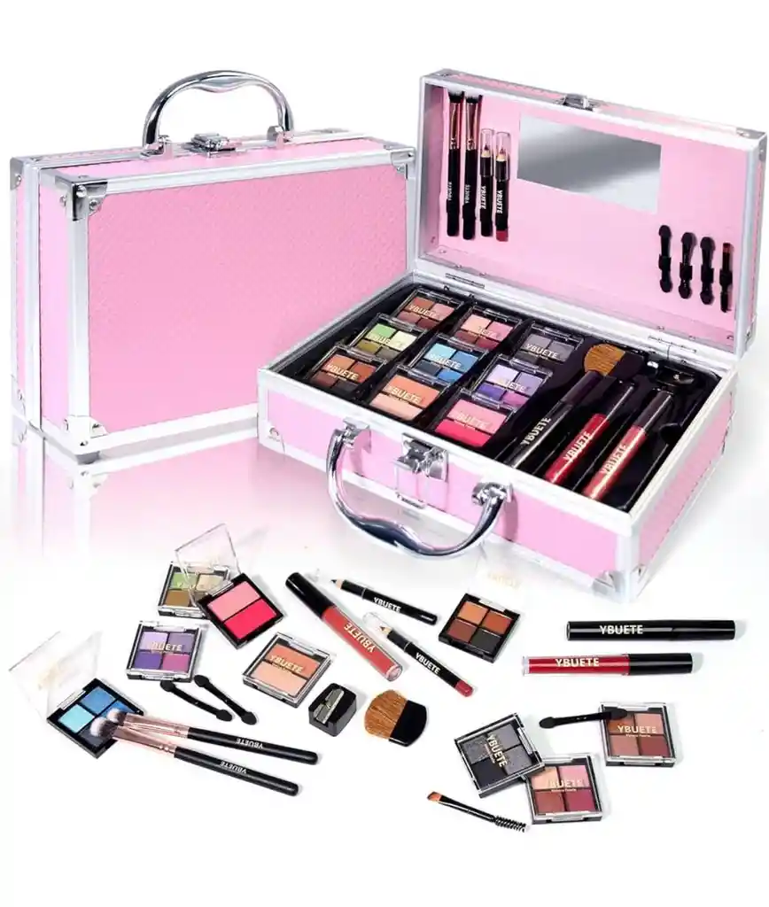 Kit De Maquillaje Estilo Maleta Para Niñas Rosado 20 Piezas