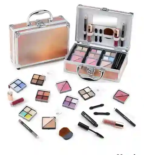 Kit De Maquillaje Estilo Maleta Para Niñas Dorado 20 Piezas