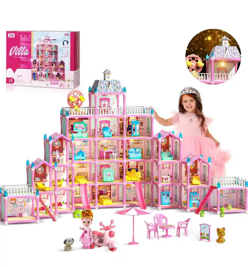 Casa De Muñecas, De 5 Pisos, Con Mas De 400 Piezas, Puedes Armarla De Varios Estilos