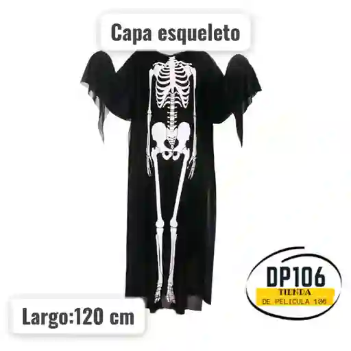 Capa Esqueleto Adulto Largo 120 Cm Halloween