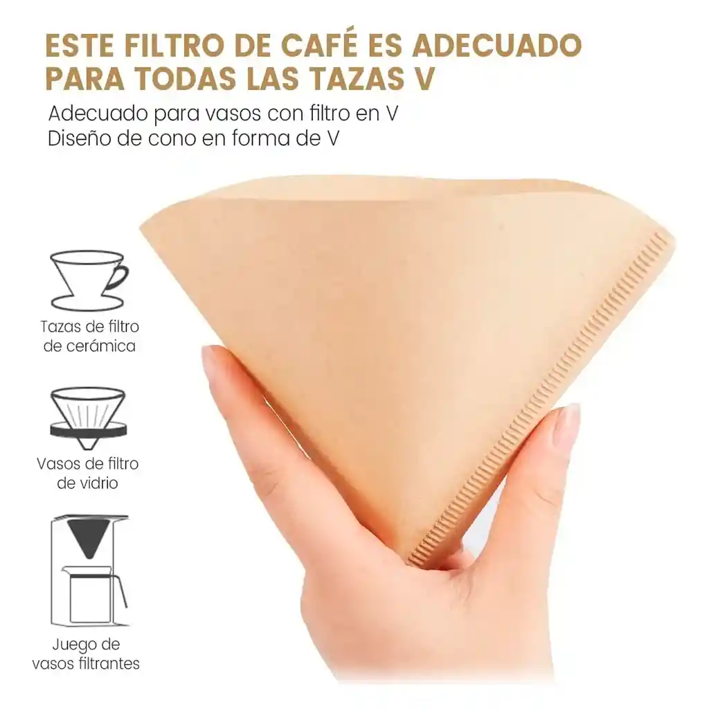 Filtro Cafetera Papel V60 Dripper Café Paquete X100 Unidades 2-4 Tazas