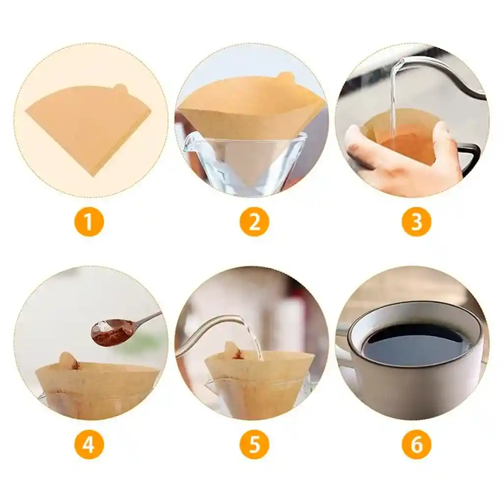 Filtro Cafetera Papel V60 Dripper Café Paquete X100 Unidades 2-4 Tazas